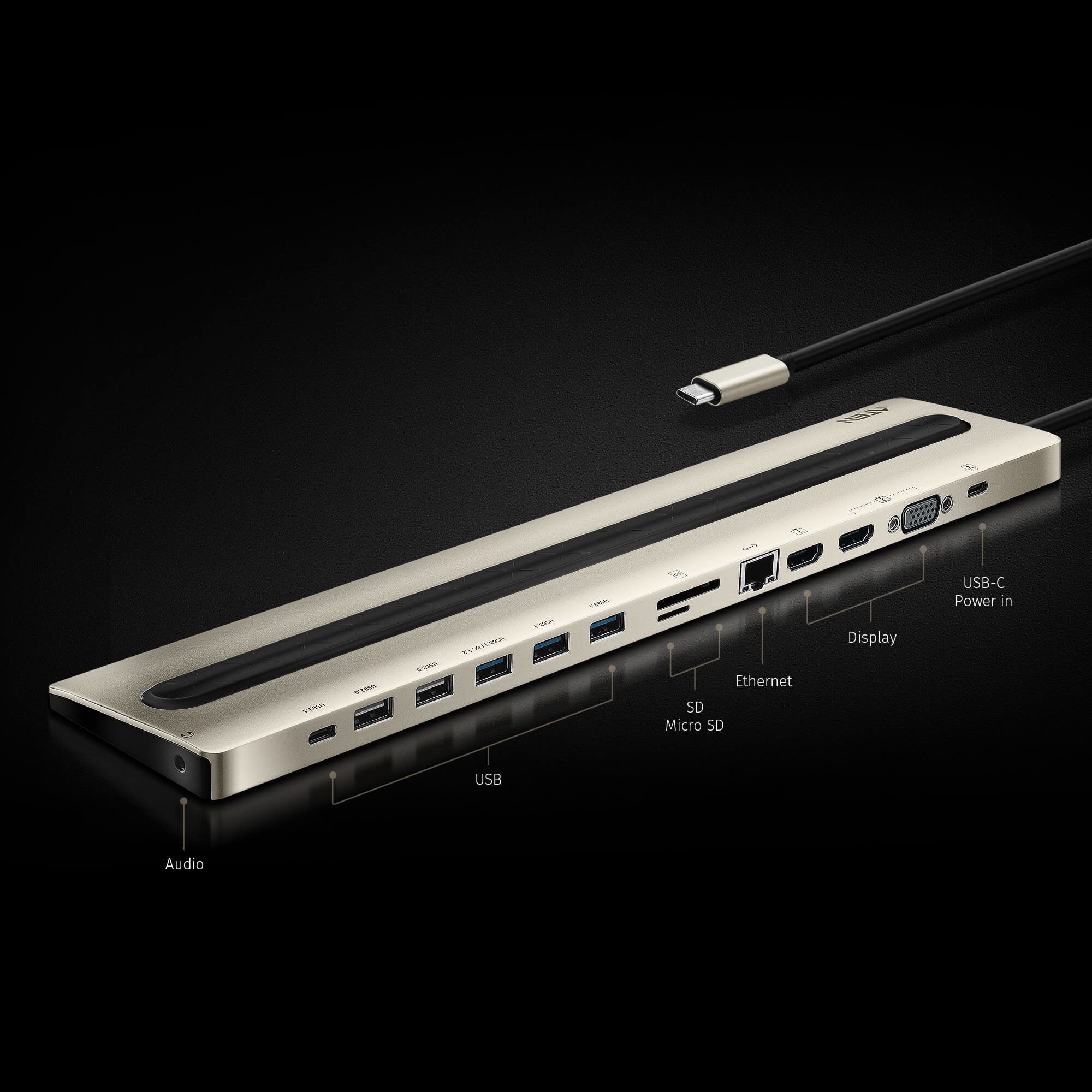Aten Uh3237 Estación De Acoplamiento Multipuerto Usb-C Con Paso De Alimentación