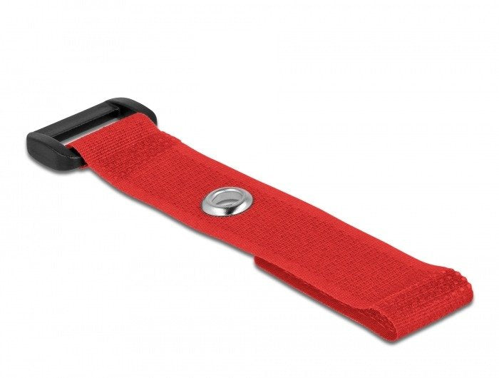 Delock Klett-Cablebinder Mit Schlaufe Und Befestigungsöse L 150 X B 20 Mm Rot 5 Stück