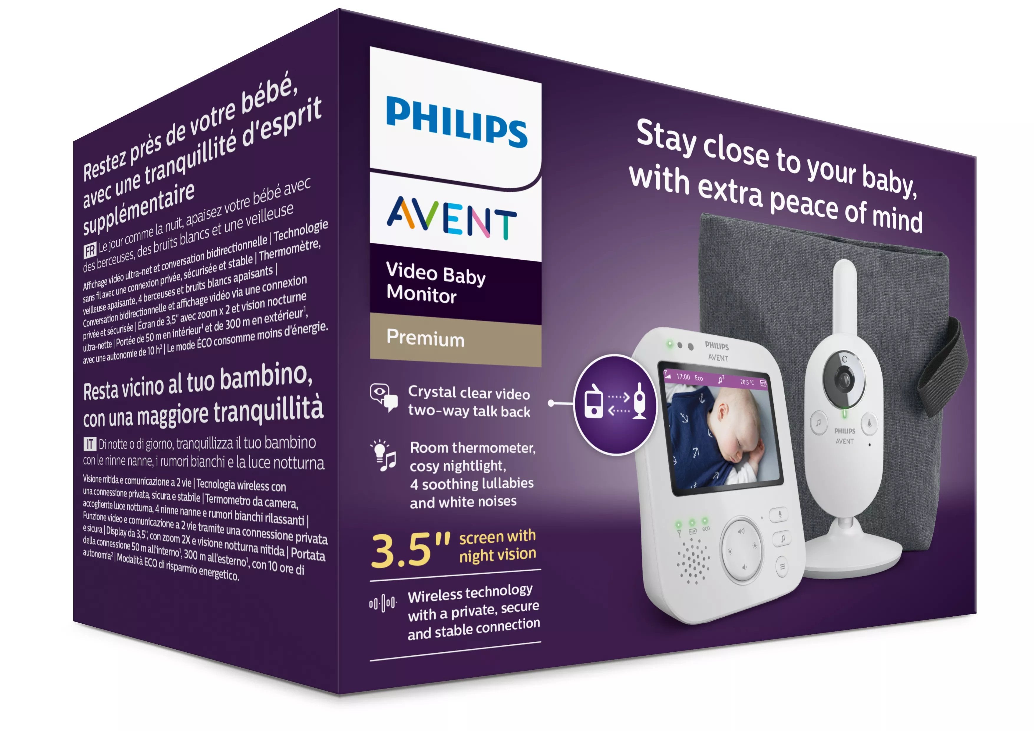 EAN 8720689016728 - Philips AVENT SCD892/26 video-monitor para bebés 300 m FHSS Blanco imagen 4
