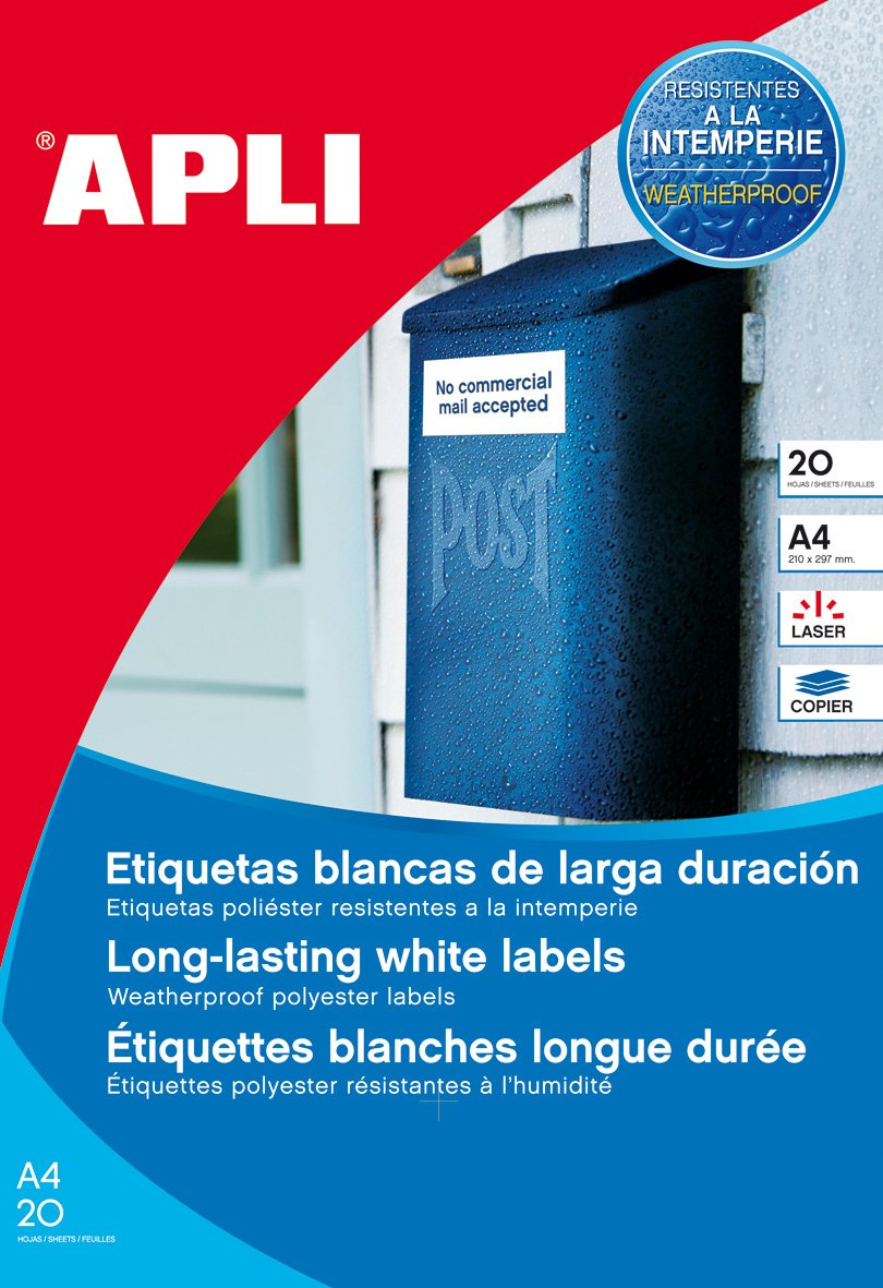 Etiquetas Blancas Resistentes 45,7 X 21,2 Mm 20 Hojas