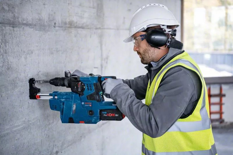 Bosch Professional Taladro Percutor A Batería Gbh 18v-28 Cf Professional, Con Gde 18v-16 Azul/Negro, 2x Batería Procore18v 8,0ah, Bluetooth, En L-Boxx 611921003