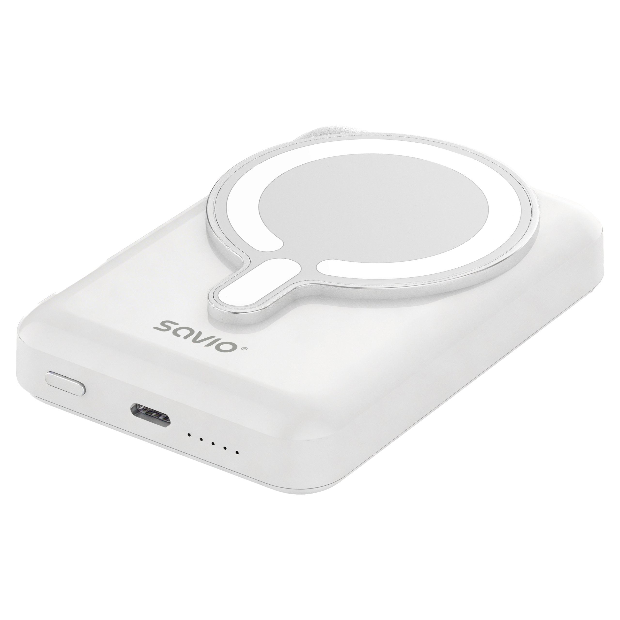 Savio Ba-13 Batería Externa 10000 Mah Cargador Inalámbrico Blanco