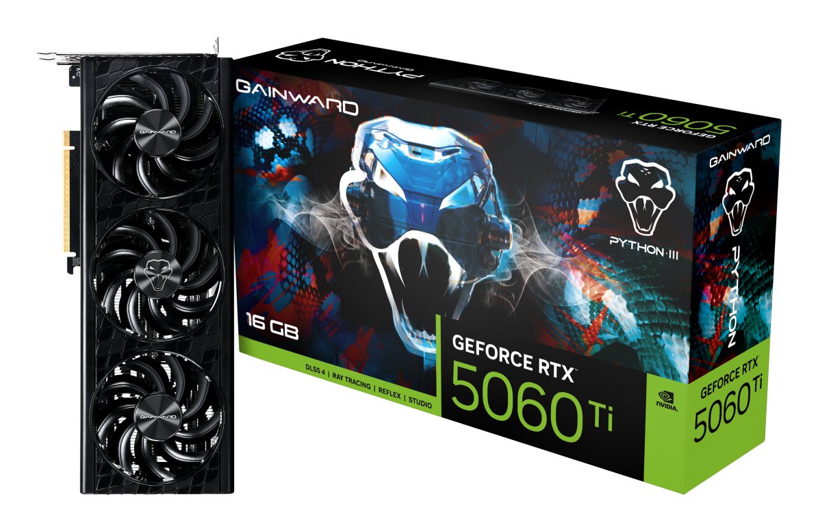 Gainward Geforce Rtx 5060 Ti Python Iii 16gb V1 (Dlss 4, 3x Displayport, 1x Hdmi 2.1) Ne7506t019t1-Gb2061r