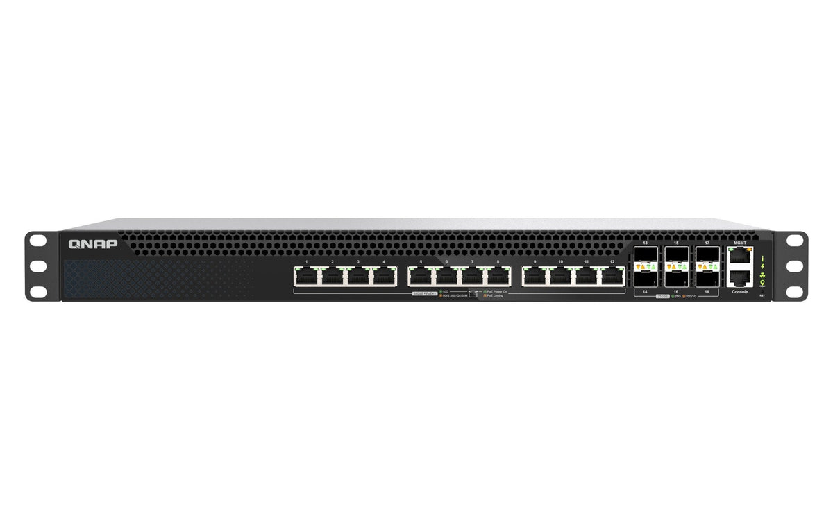 Qnap Qsw-M5218p-6f12t, Managed, L3, 10g Ethernet (100/1000/10000), Power Over Ethernet (Poe), Montaje En Rack, 1u