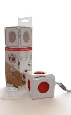 Allocacoc Powercube Base Múltiple 3 M 1 Salidas Ac Interior Rojo, Blanco