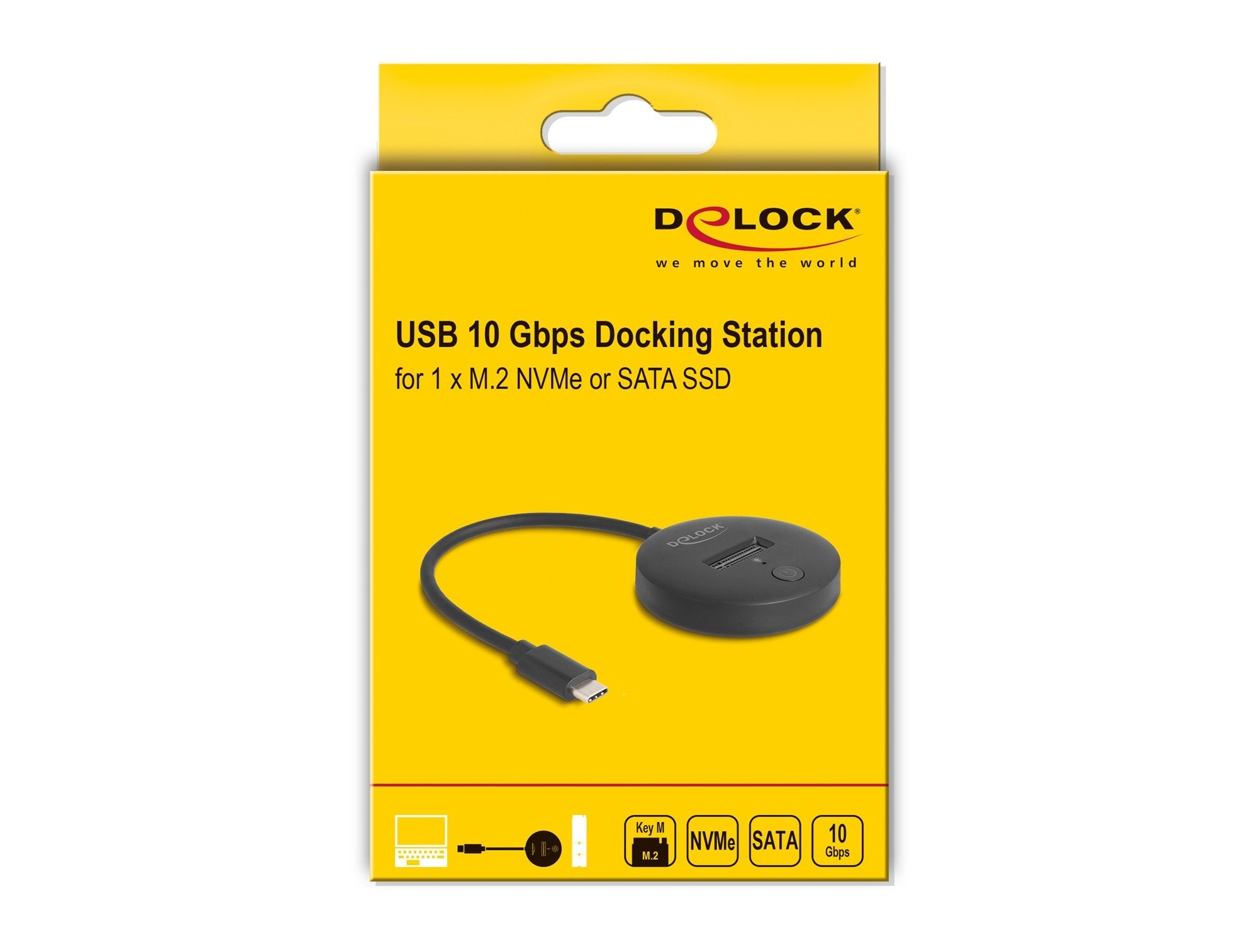 Delock 64254 M.2 Estación De Acoplamiento Para M.2 Nvme / Sata Ssd Con Usb 10 Gbps Usb Type-C Macho