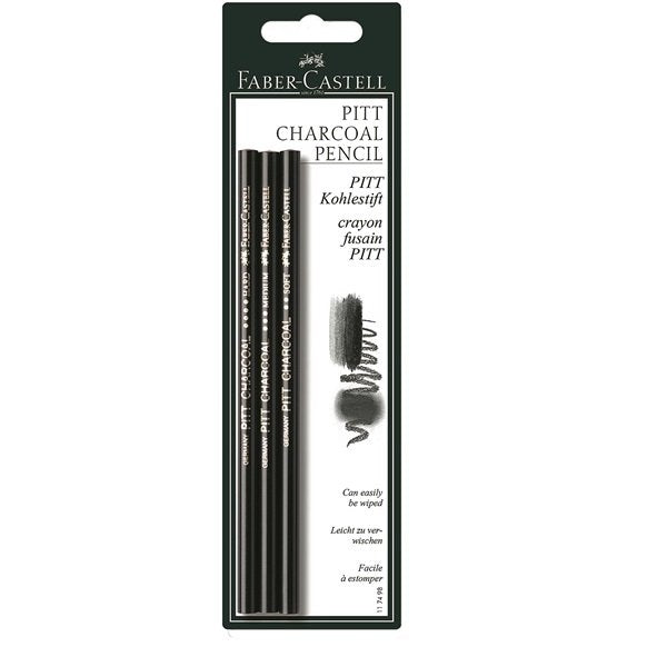 Lápiz Carbón Faber-Camell Pitt Sin Grasa Negro 3 En Bk