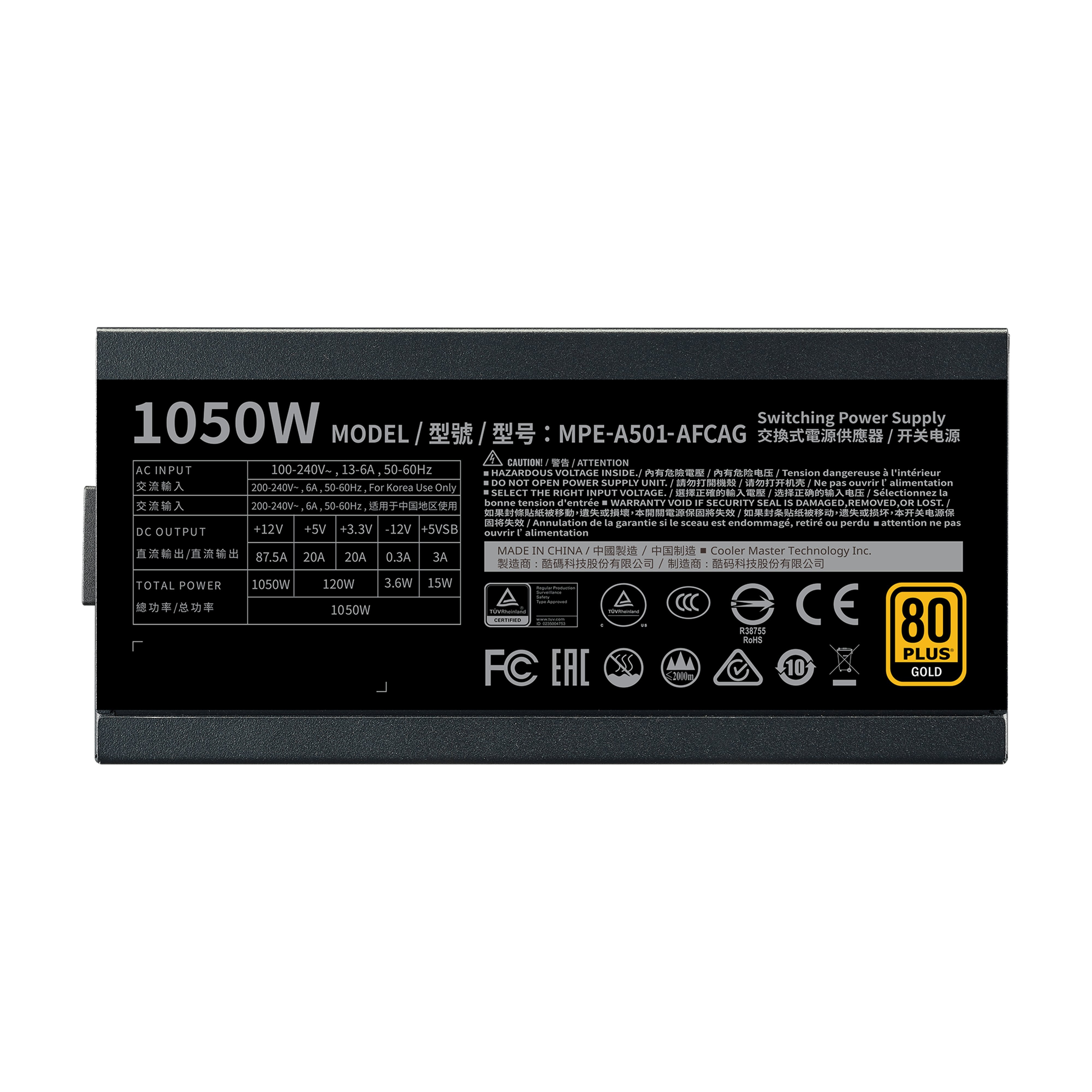 Fuente De Alimentacion Cooler Master Gx Gold 1050 - V2 1050w, Pc-Netzteil