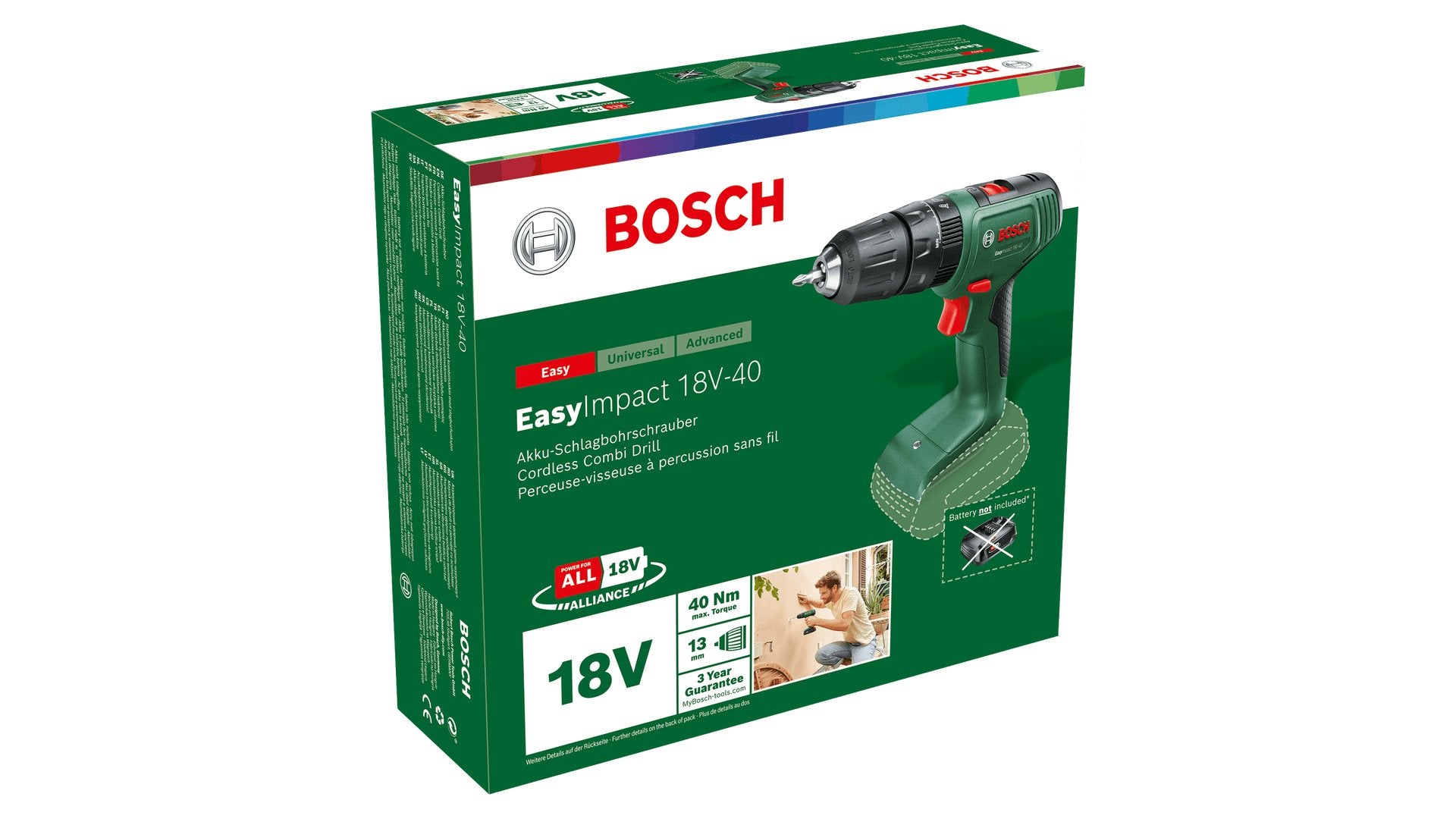 EAN 4053423230703 - Bosch 0 603 9D8 100 destornillador eléctrico y llave de impacto 1630 RPM Negro, Verde imagen 3