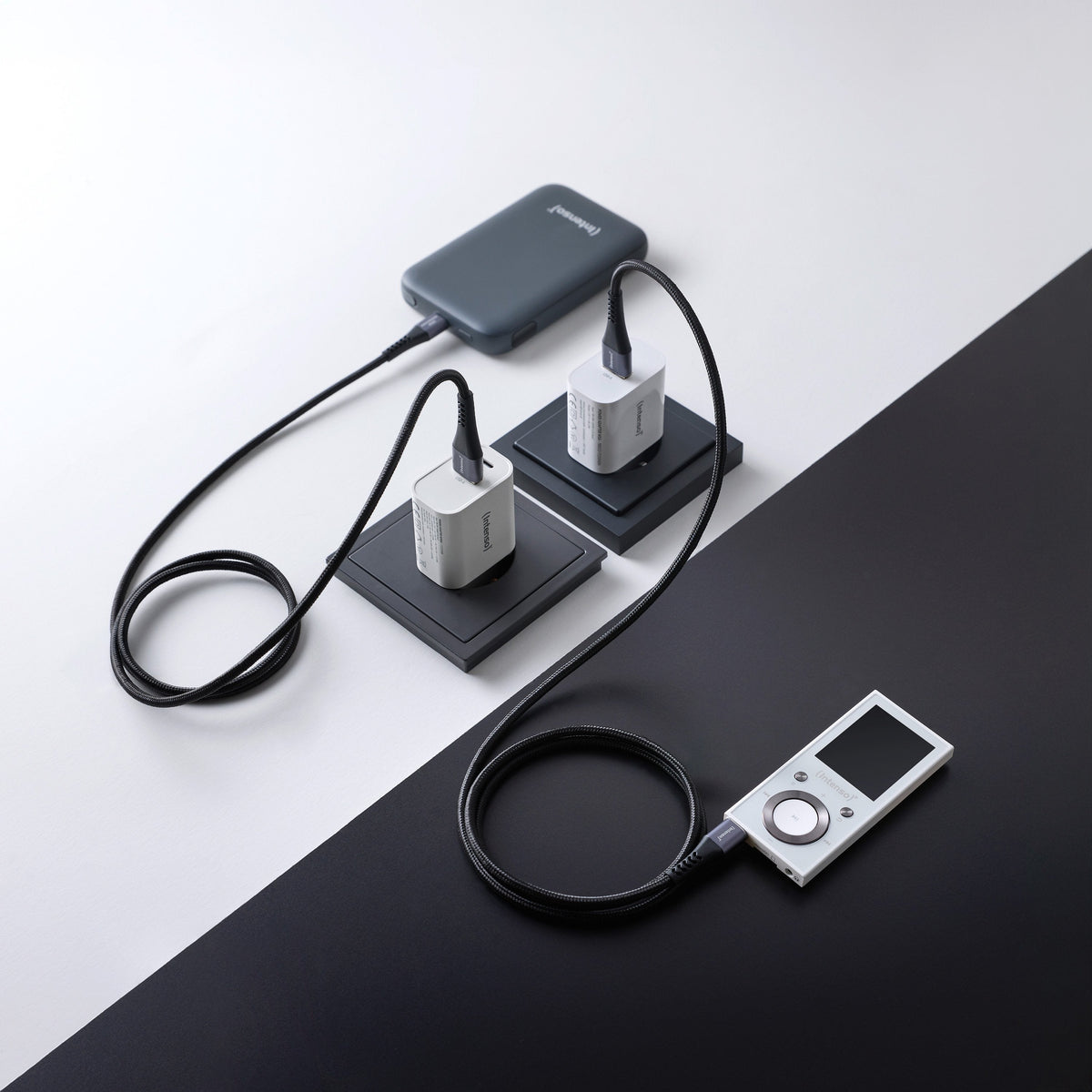 Intenso Usb-A/Usb-C Cable A60c Nylon 2m Black Double Pack