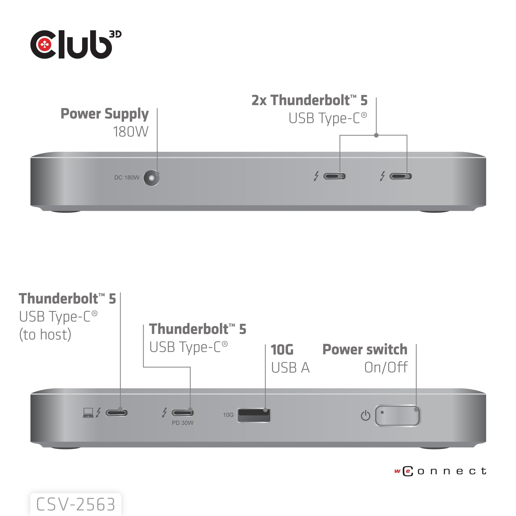 Club3d Thunderbolt5 5-In-1 Hub > 3xthunderbolt 1xusb H H