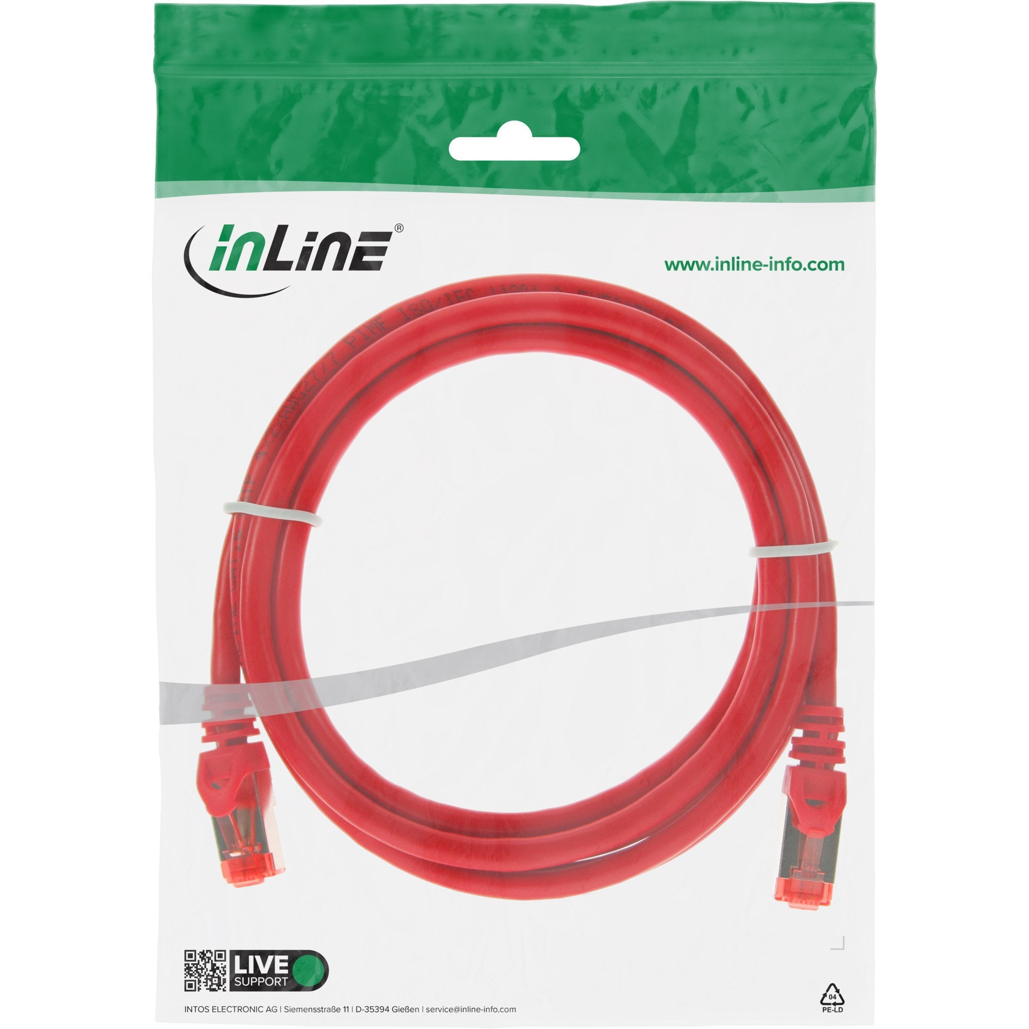 Cable De Red Inline S/Ftp Pimf Cat.6 250mhz Pvc Cca Rojo 2m