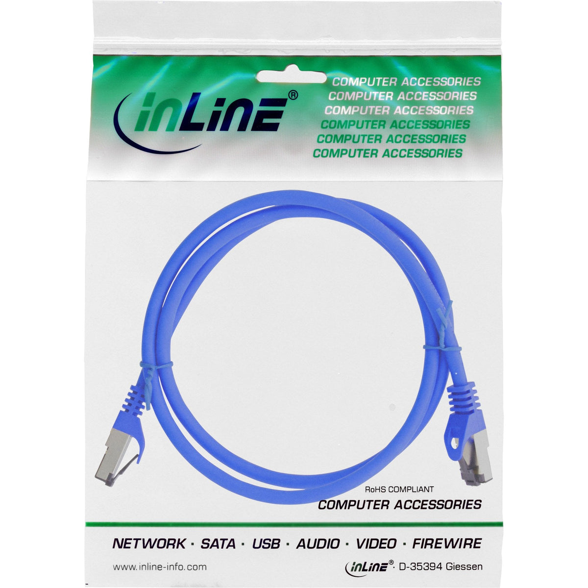 Cable De Red Inline S/Ftp Pimf Cat.8.1 Libre De Halógenos 2000mhz Azul 3m