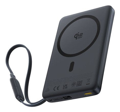 Picogo Am52 Qi2.2 Slim Magnetic Power Bank With Built-In Cable        10000mah 45w Cosmic Black