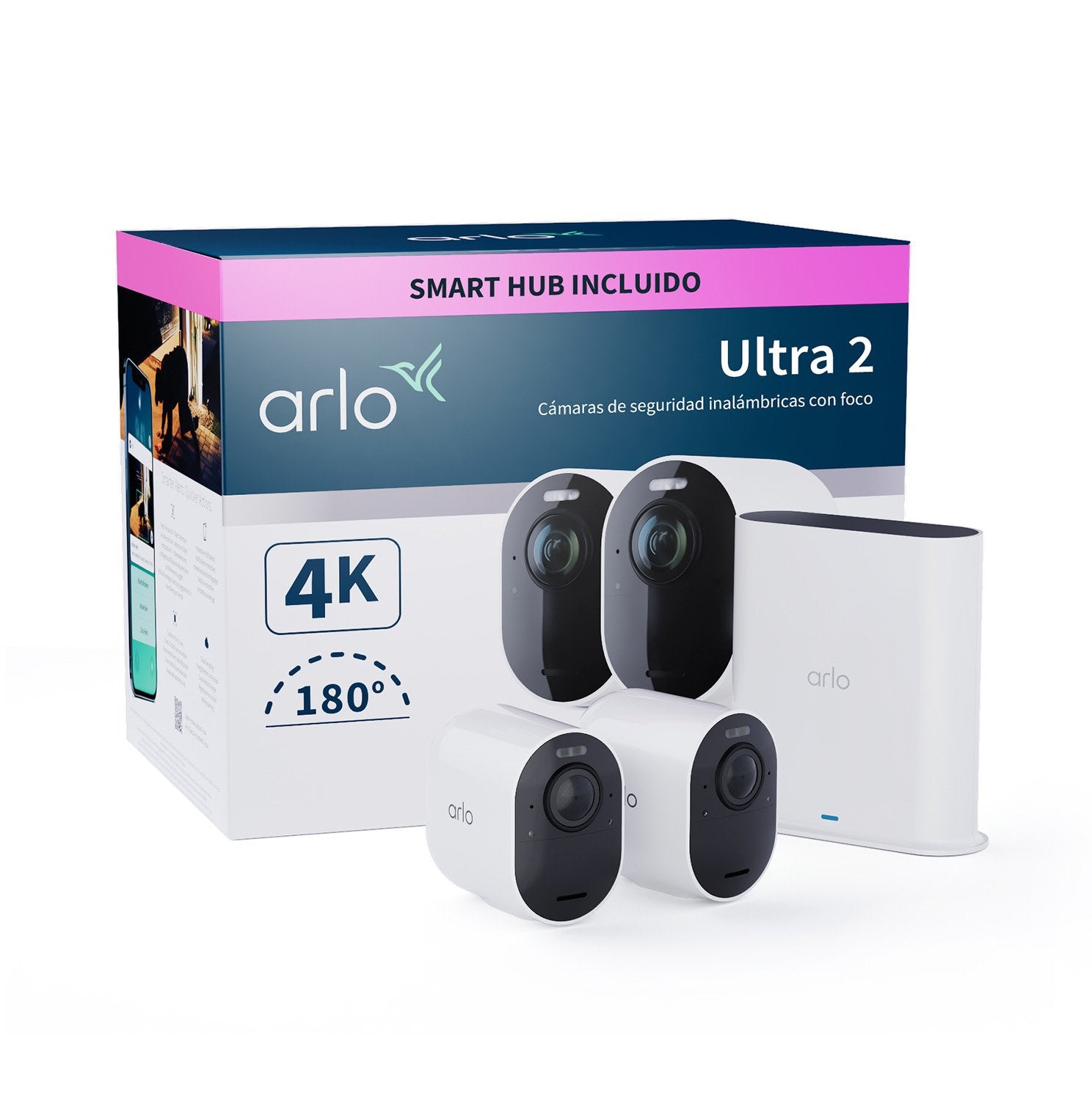 Arlo Ultra 2 Spotlight, Cámara Blanco/Negro, Juego De 2 Vms5240-200eus