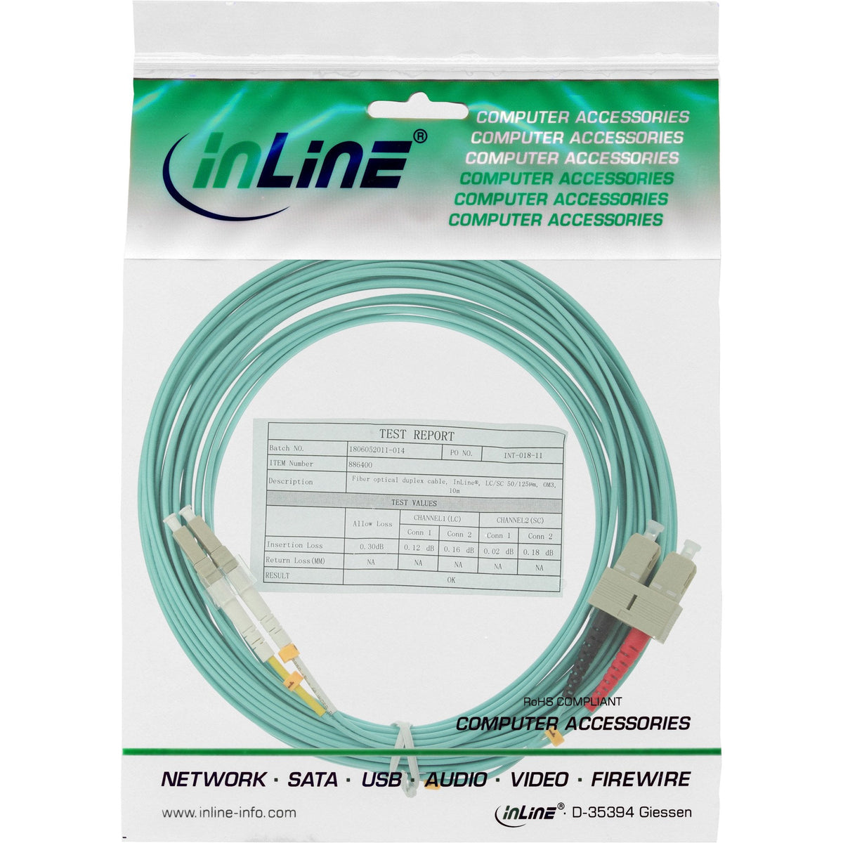 Cable Duplex De Fibra Óptica Inline Lc/Sc 50/125?M Om3 25m