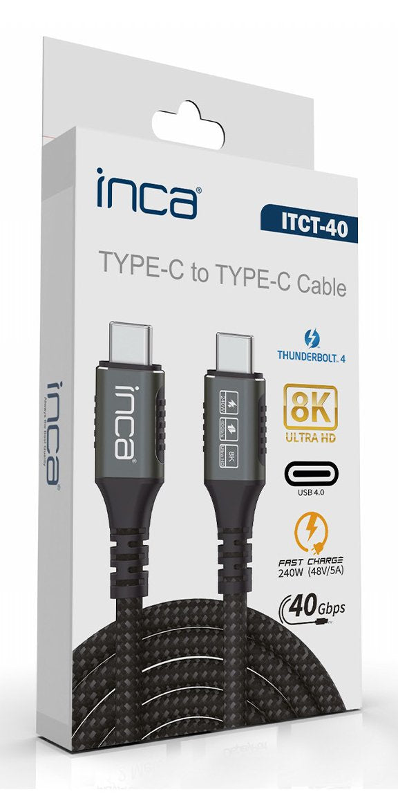 Inca Usb-Cable Usb-C4.0 40gbps Pd3.1 240w 8k-Ultrahd 0.80m