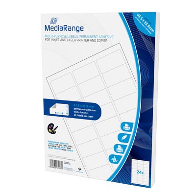 Mediarange Mrink150 Etiqueta Autoadhesiva Blanco Permanente 1200 Pieza(S)