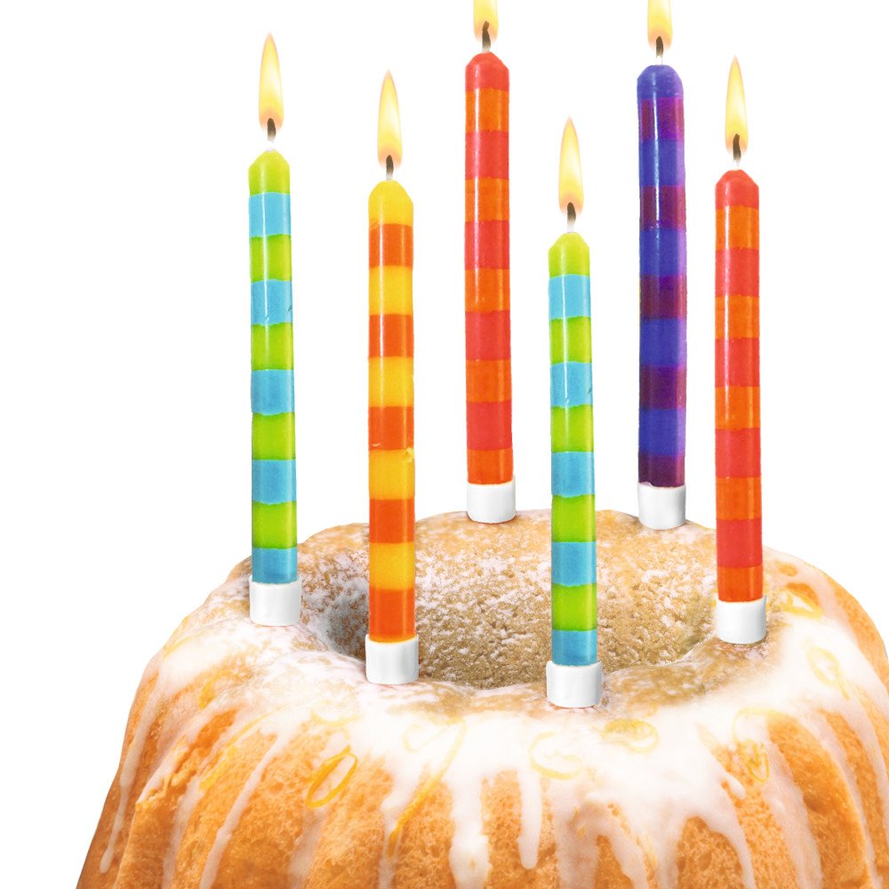 Susycard Velas De Cumpleaños Con Soporte Rayas Fs 12uds