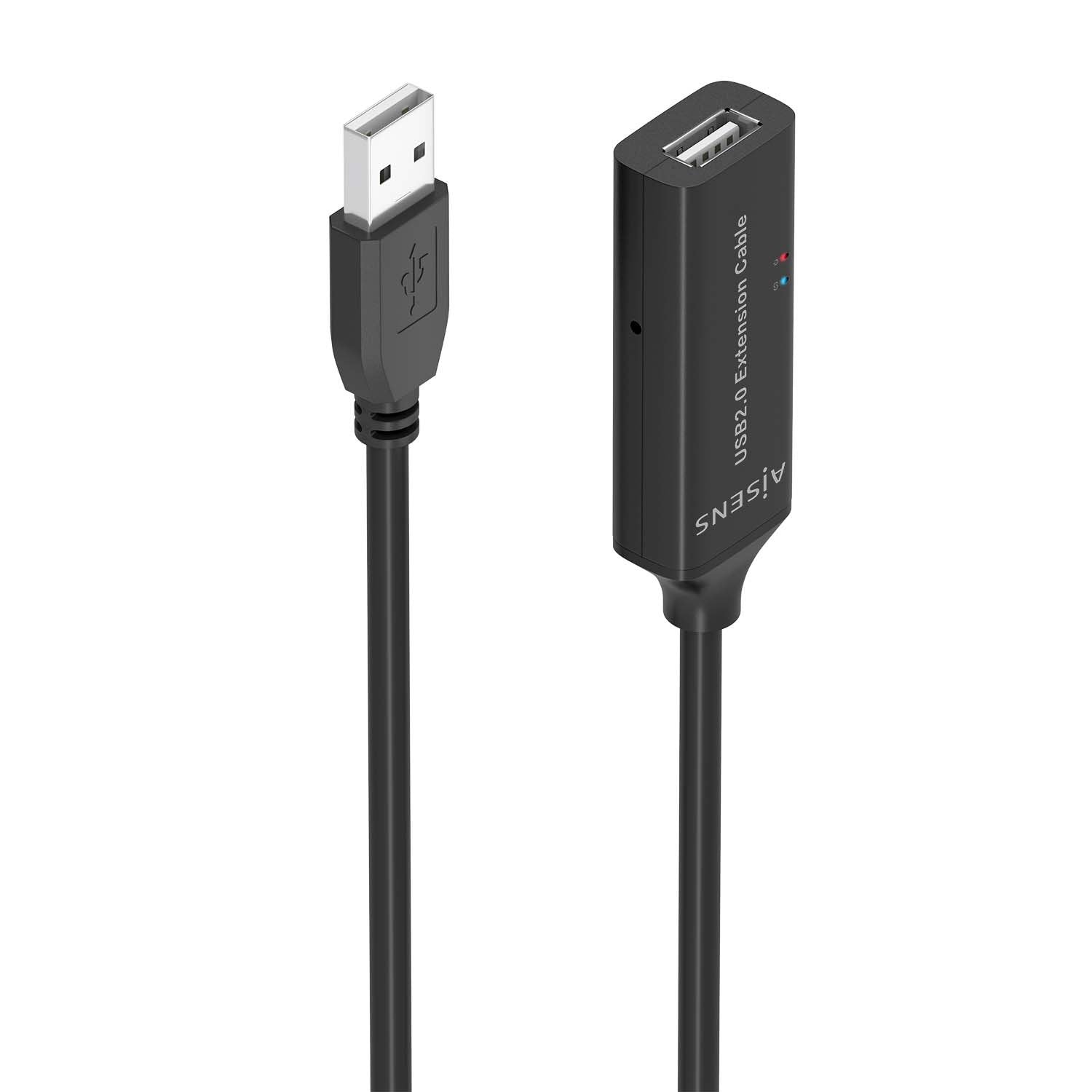 Aisens Cable Usb 2.0 Prolongador Con Amplificador, Tipo A/M-A/H, Negro, 15m