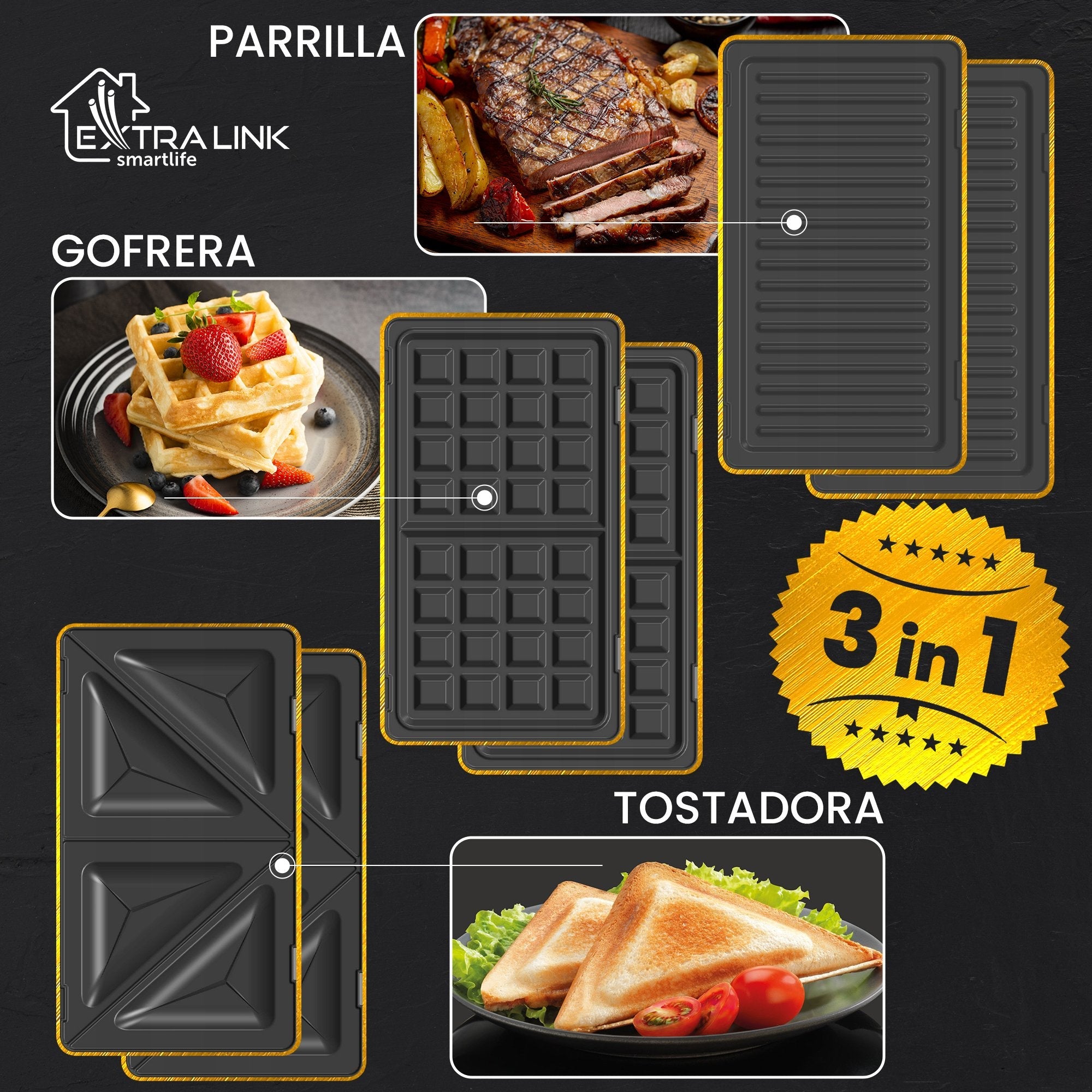 Extralink Smart Life Grill Sandwich & Waffle Maker Sj-37a