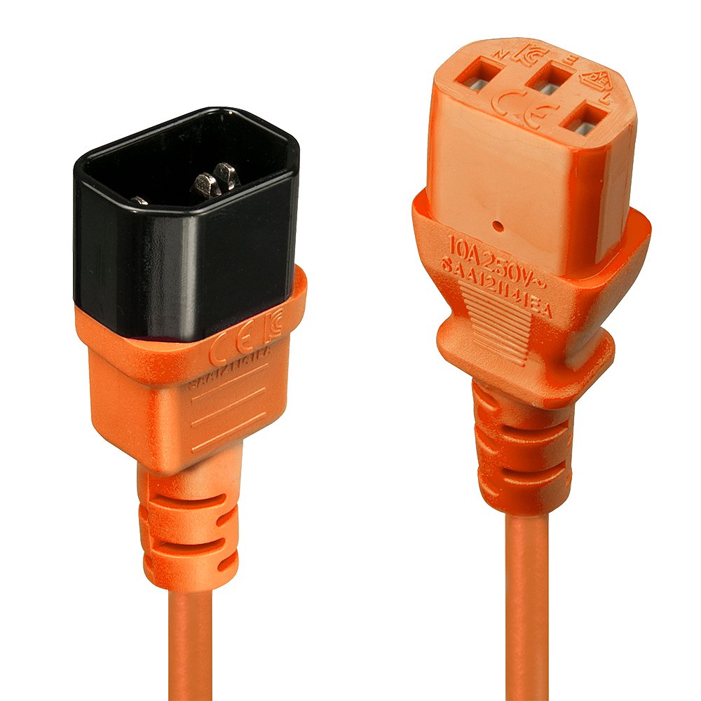 Lindy Extension C14 A C13, Naranja, 2m