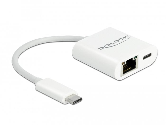 Adaptador Delock Usb 3.2 Gen 1, Conector Usb-C> Socket Rj-45 + Usb-C Socket White, Pd, Compre Con Hasta 60 Vatios 65402