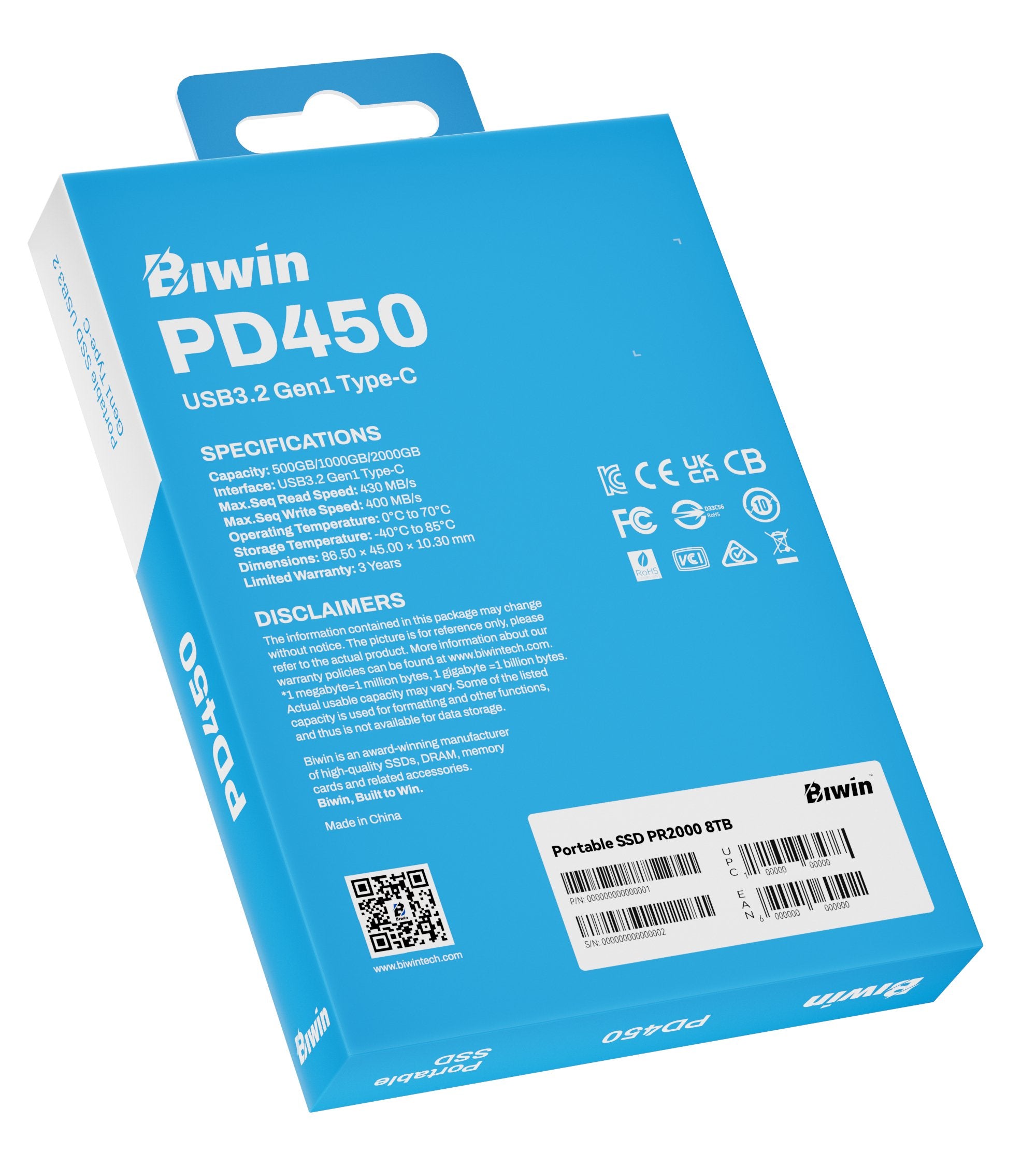 EAN 6955914639799 - Biwin PD450 2 TB USB Tipo C 3.2 Gen 1 (3.1 Gen 1) Negro imagen 13