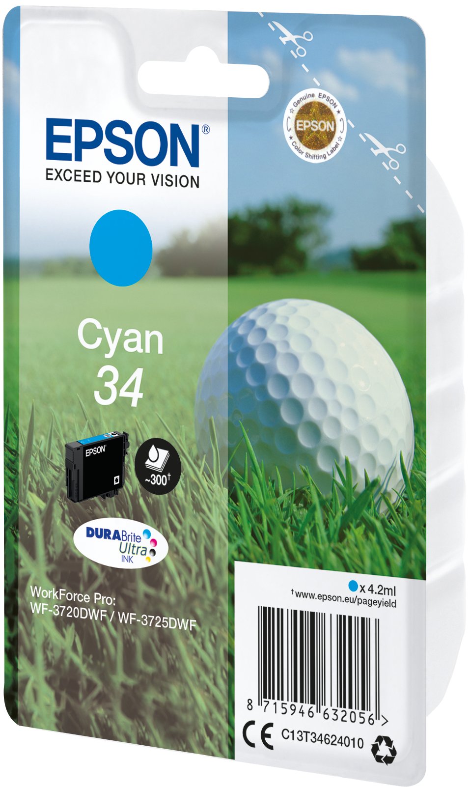 Tinta Original Epson 34 Cyan Para Wf-3720dwf,3725dwf