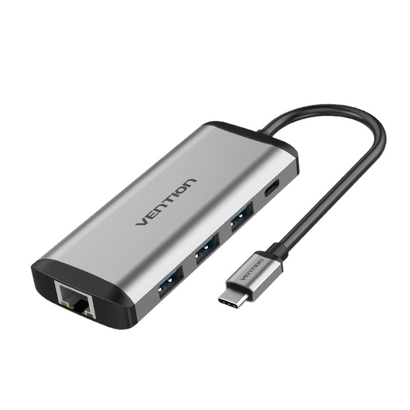 Docking Usb Tipo-C Vention Thahb 1xhdmi 3xusb 1xusb Tipo-C Pd 1xrj45 1xlector Tarjetas 1xaudio Gris