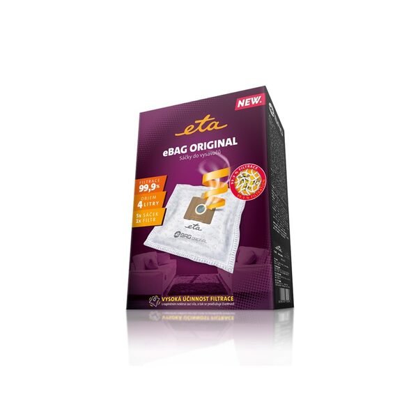 Bolsas Para Aspiradora Eta Original Eta960068000 Juego De Accesorios, 5 + Microfiltro 155x145 Mm Pza(S), Apto Para Todas Las Aspiradoras Con Bolsa Eta, Gallet Y Otras (Lista Adjunta)