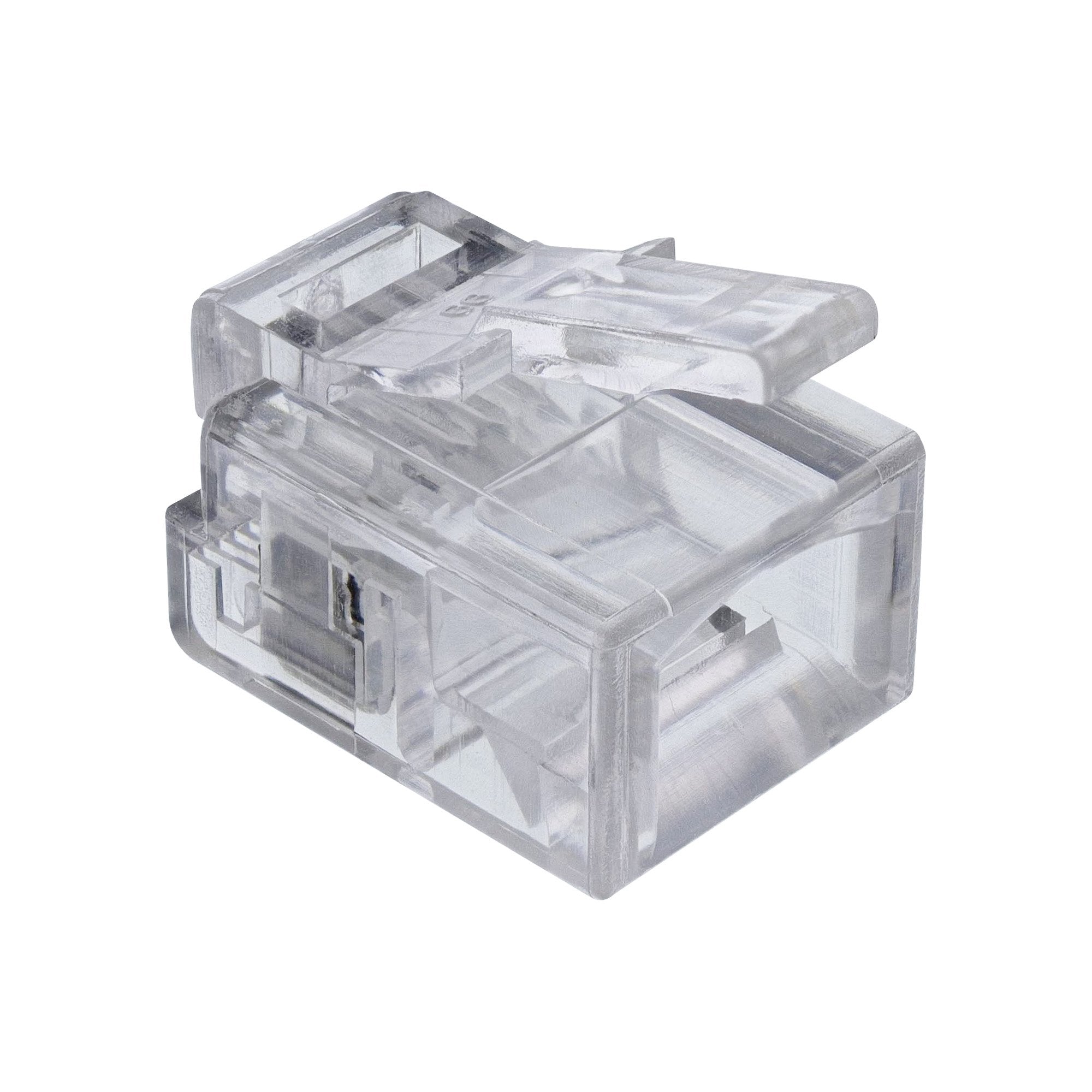 Conector Modular Inline 6p4c Rj11 Para Crimpar A Cable Redondo 10 Uds