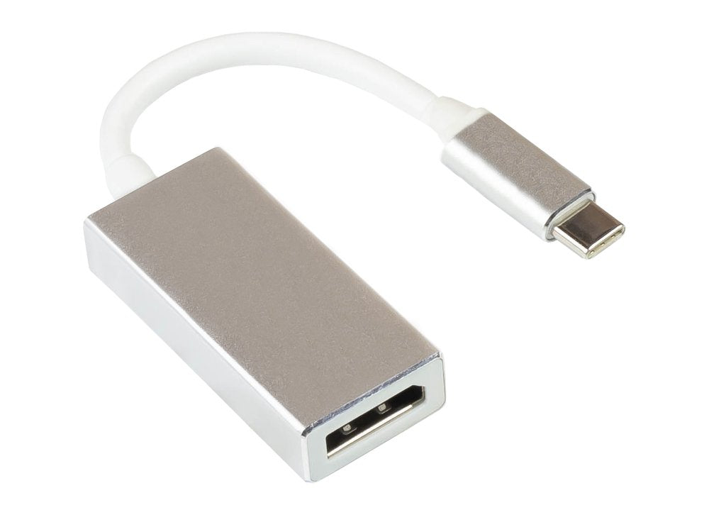 Adapter Usb-C Stecker An Displayport 1.2 Buchse, 4k   Uhd @60hz, Aluminium-Gehäuse, Silber, Ca. 15cm, Good Connections®