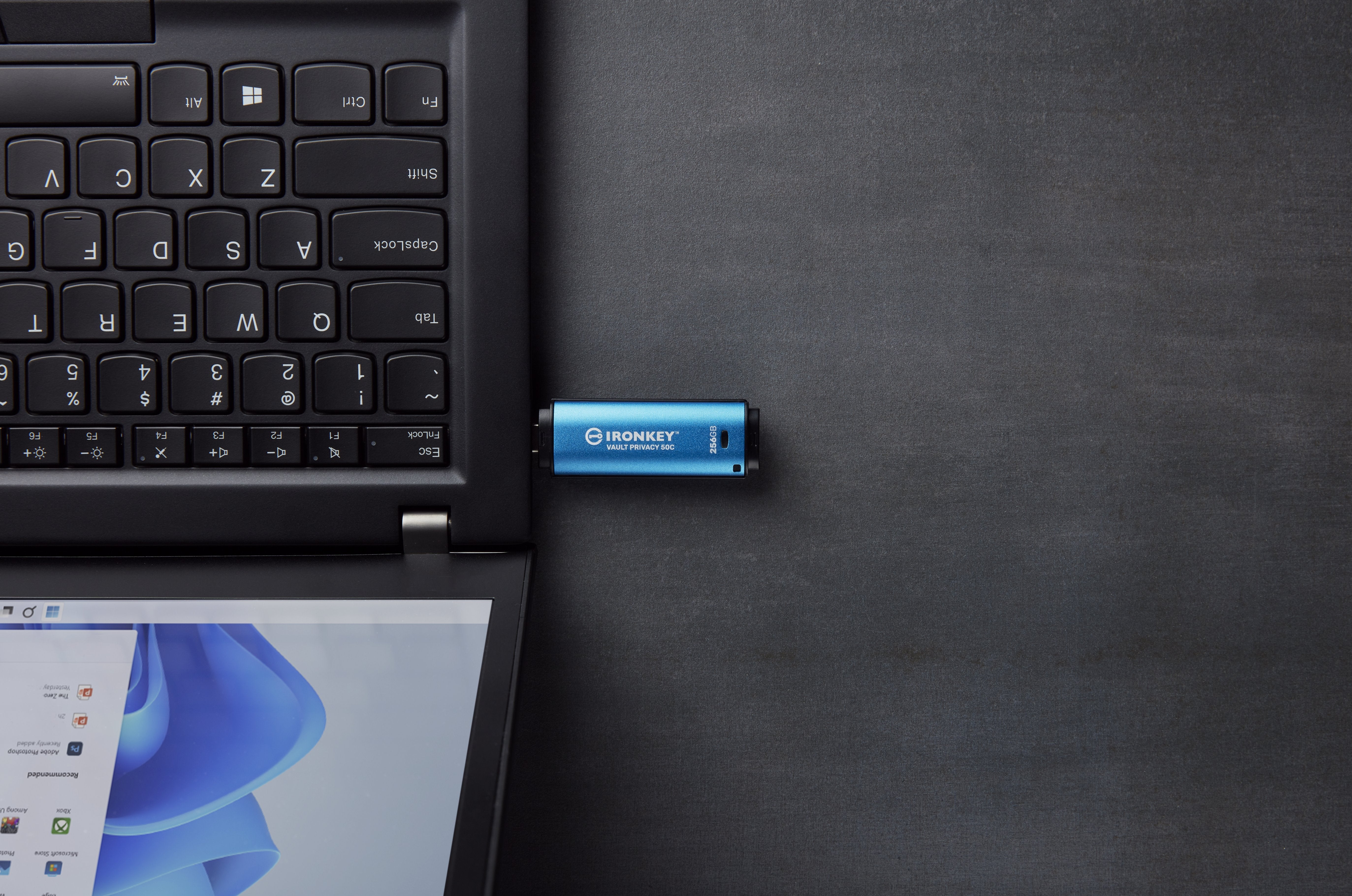 Kingston Ironkey Vault Privacy 50 256 Gb, Lápiz Usb Celeste/Negro
