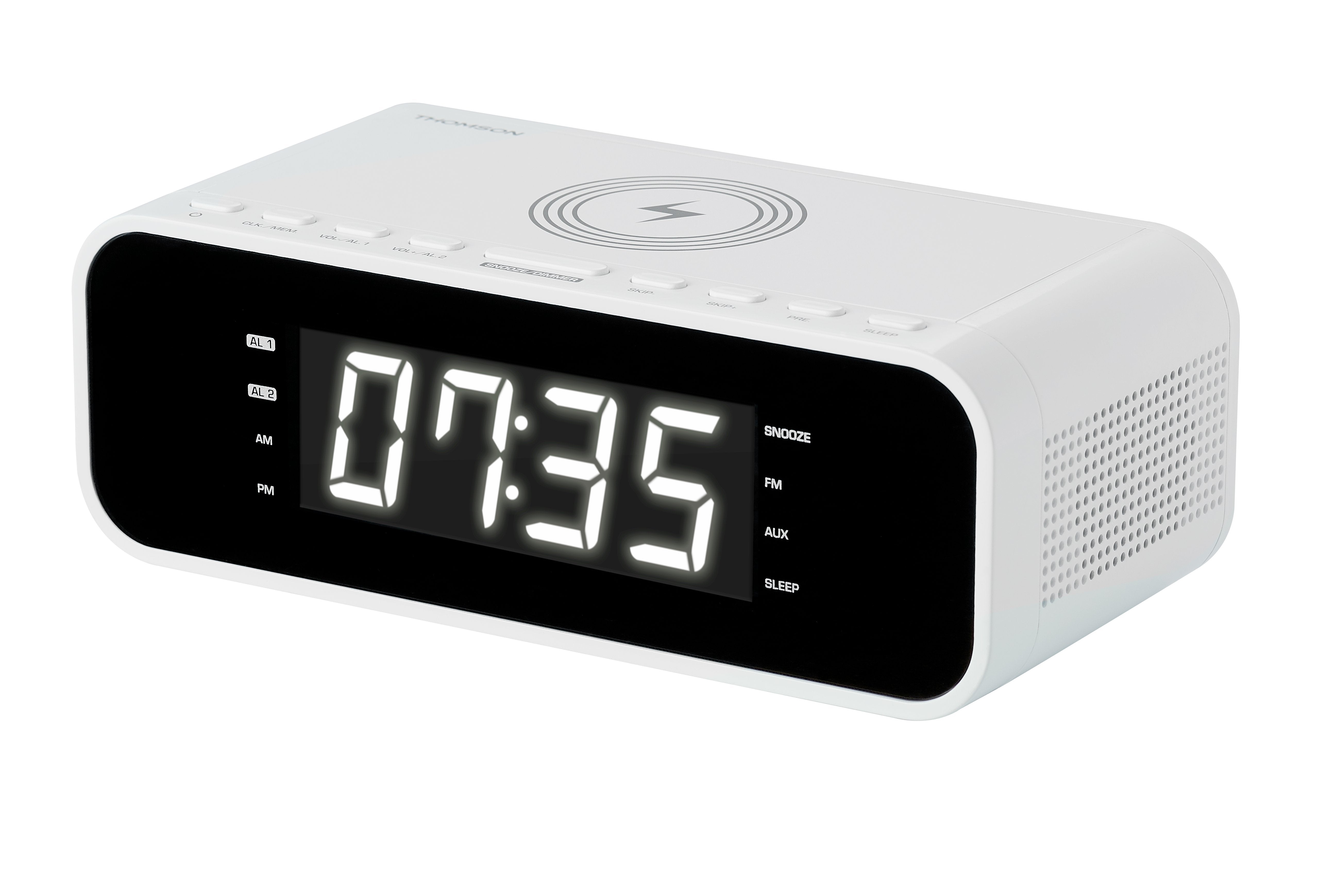 Thomson Cr221i Radio Reloj Despertador - Cargador Induccion - Usb - Doble Alarma - Blanco