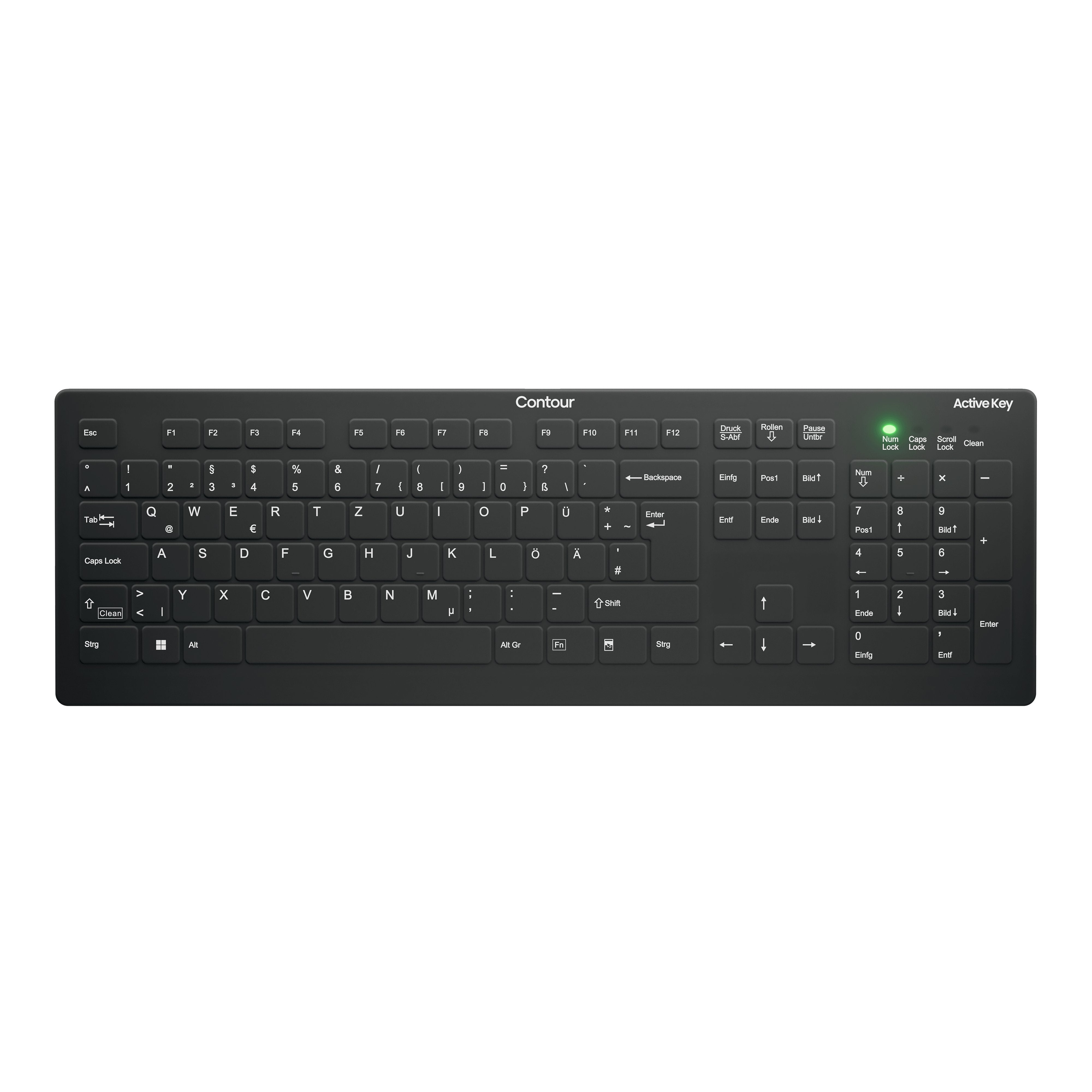 EAN 7061111072433 - Contour Design Active Key AK-C8112 teclado Médico RF inalámbrico QWERTZ Alemán Negro imagen 1