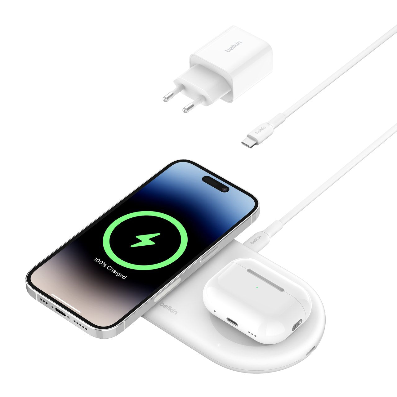 Base De Carga Belkin Boost Charge Pro 2 En 1 Qi2 Con Imán De 15 W Wiz021vfwh