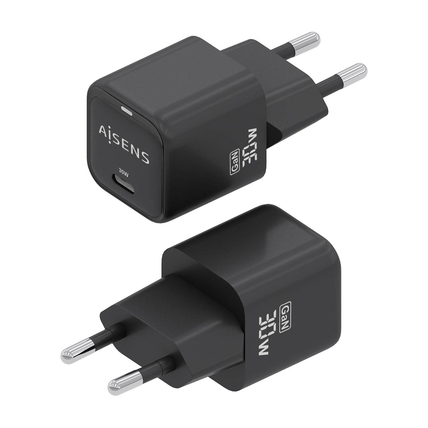 Aisens Cargador Gan 30w, 1xusb-C Pd3.0 Qc4.0, Negro