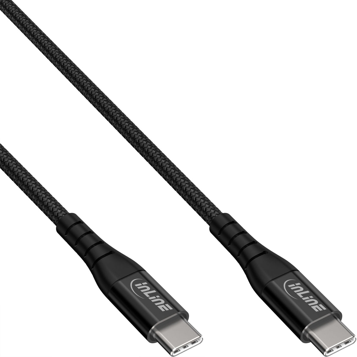 Inline® Usb 2.0 Cable, Usb-C 100w Quick Charger Cable, Textile Black, 1m
