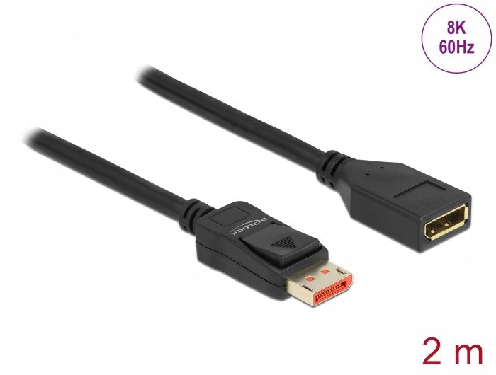 Delock Displayport Cable De Extensión 8k 60 Hz 2 M