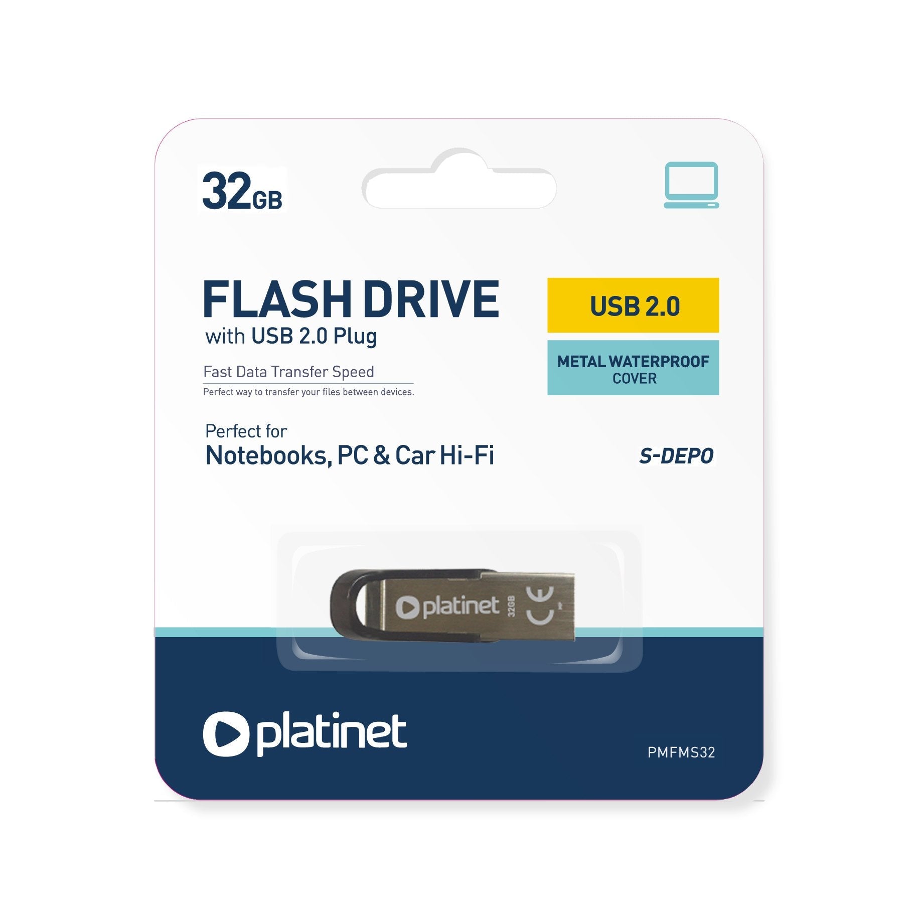 Platinet Pendrive Usb 2.0 S-Depo 32gb Res. Agua Metal
