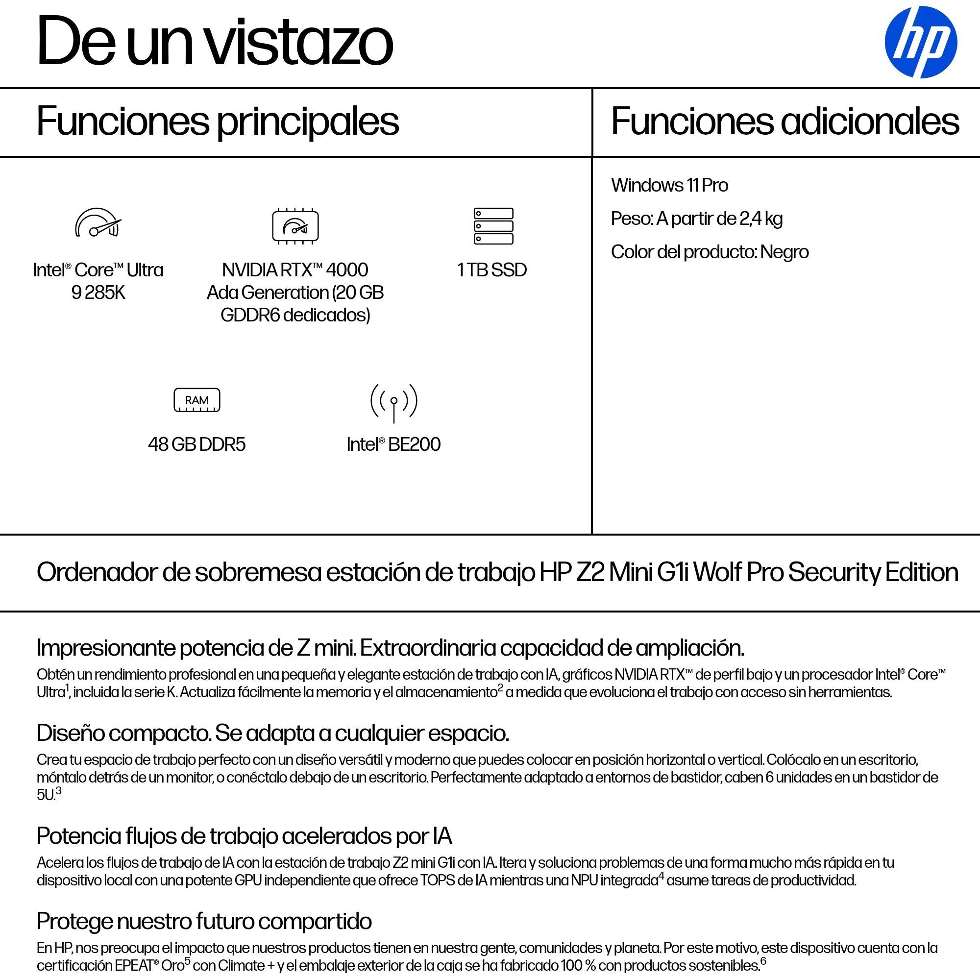 EAN 0199251416217 - HP Z2 G1i Wolf Pro Security Edition Intel Core Ultra 9 285K 48 GB DDR5-SDRAM 1 TB SSD NVIDIA RTX 4000 Ada imagen 3