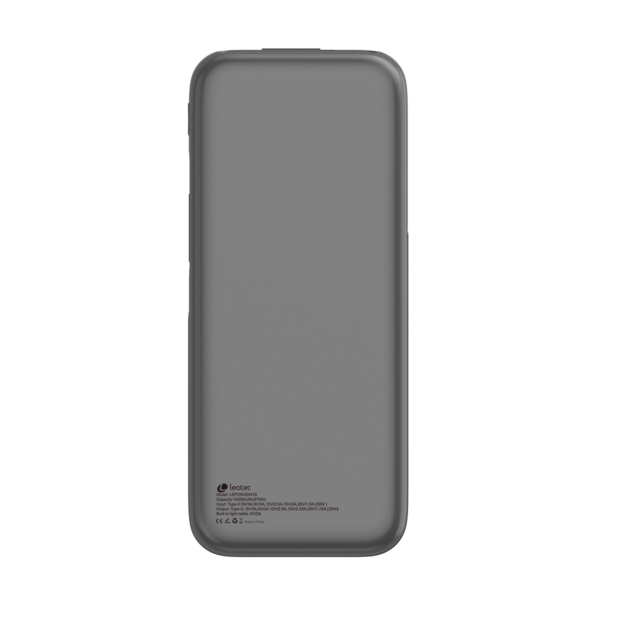 Powerbank 10000mah Leotec Lepow35w10s 35w Plata Y Gris Incluye Cable Usb Tipo-C Y Lightning