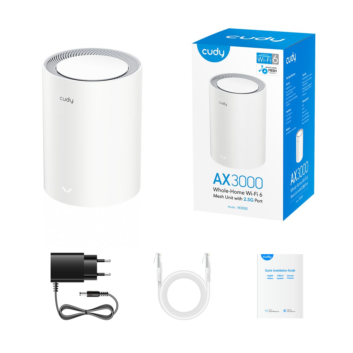 EAN 6971690793234 - Cudy AX3000 Wi-Fi 6 Mesh 2.5G Solution Doble banda (2,4 GHz / 5 GHz) Wi-Fi 6 (802.11ax) Blanco Interno imagen 5