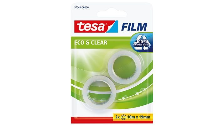 Tesafilm Eco&Clear Rolle 10m 19mm Blimer 2m.