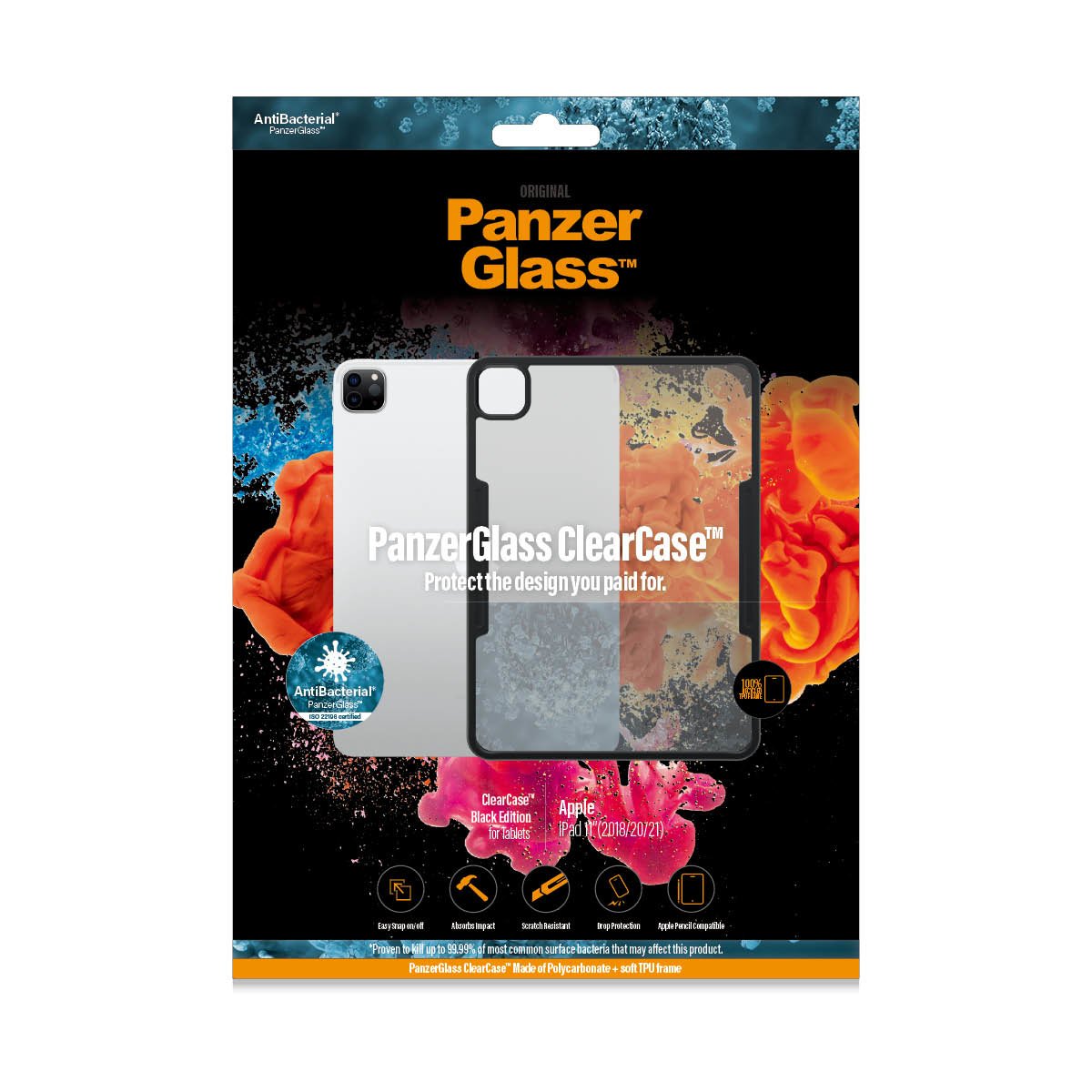 Funda Panzerglass Para Apple Ipad 11 (2018, 2020, 2021) Transparente  Negro