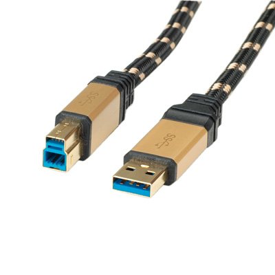 EAN 7611990195572 - ROLINE 11.02.8903 cable USB USB 3.2 Gen 1 (3.1 Gen 1) 3 m USB A USB B Negro, Oro imagen 2