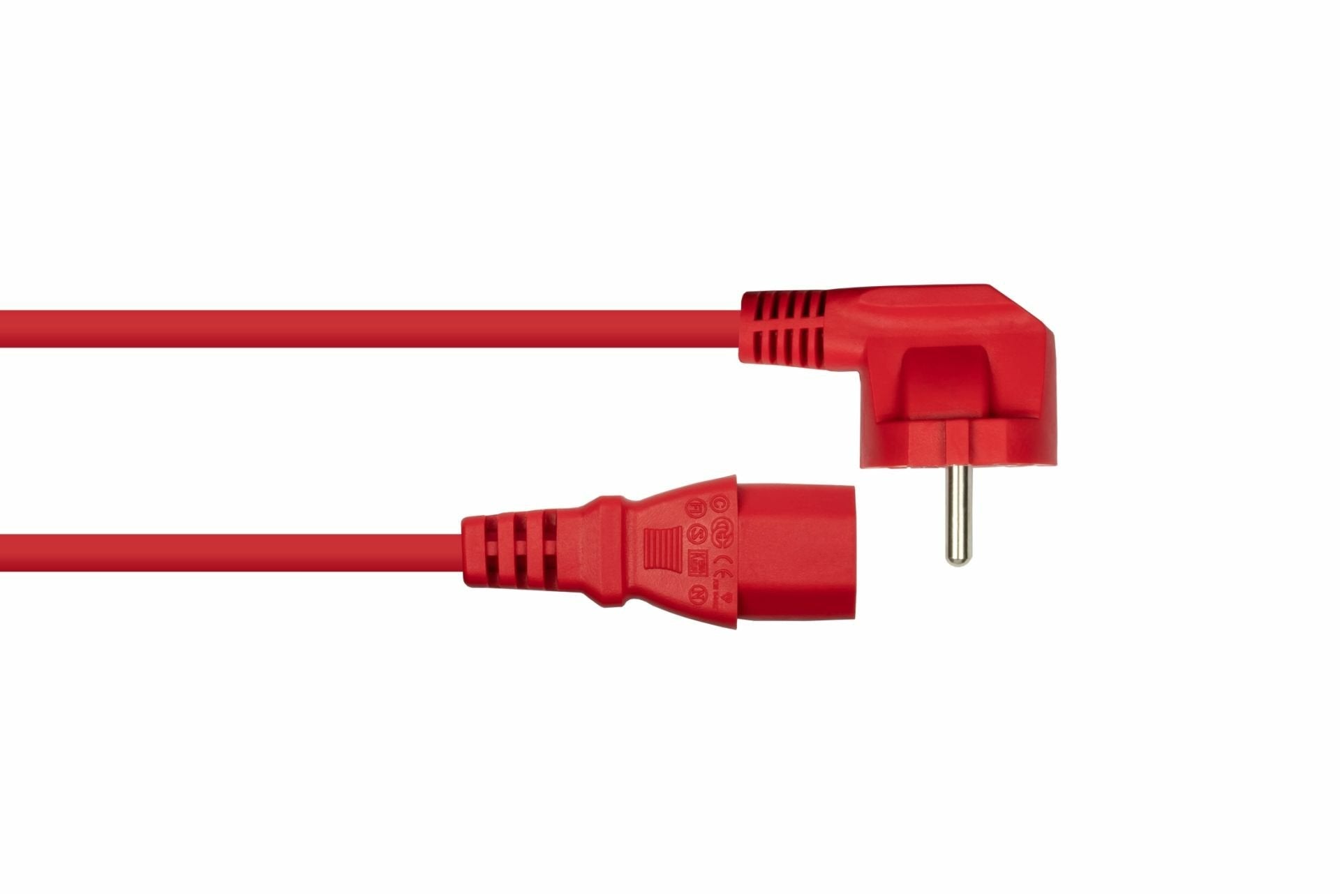 Cablemeimer Schutzkontakt-M. 90° Gew. An C13 Rojo0,5m