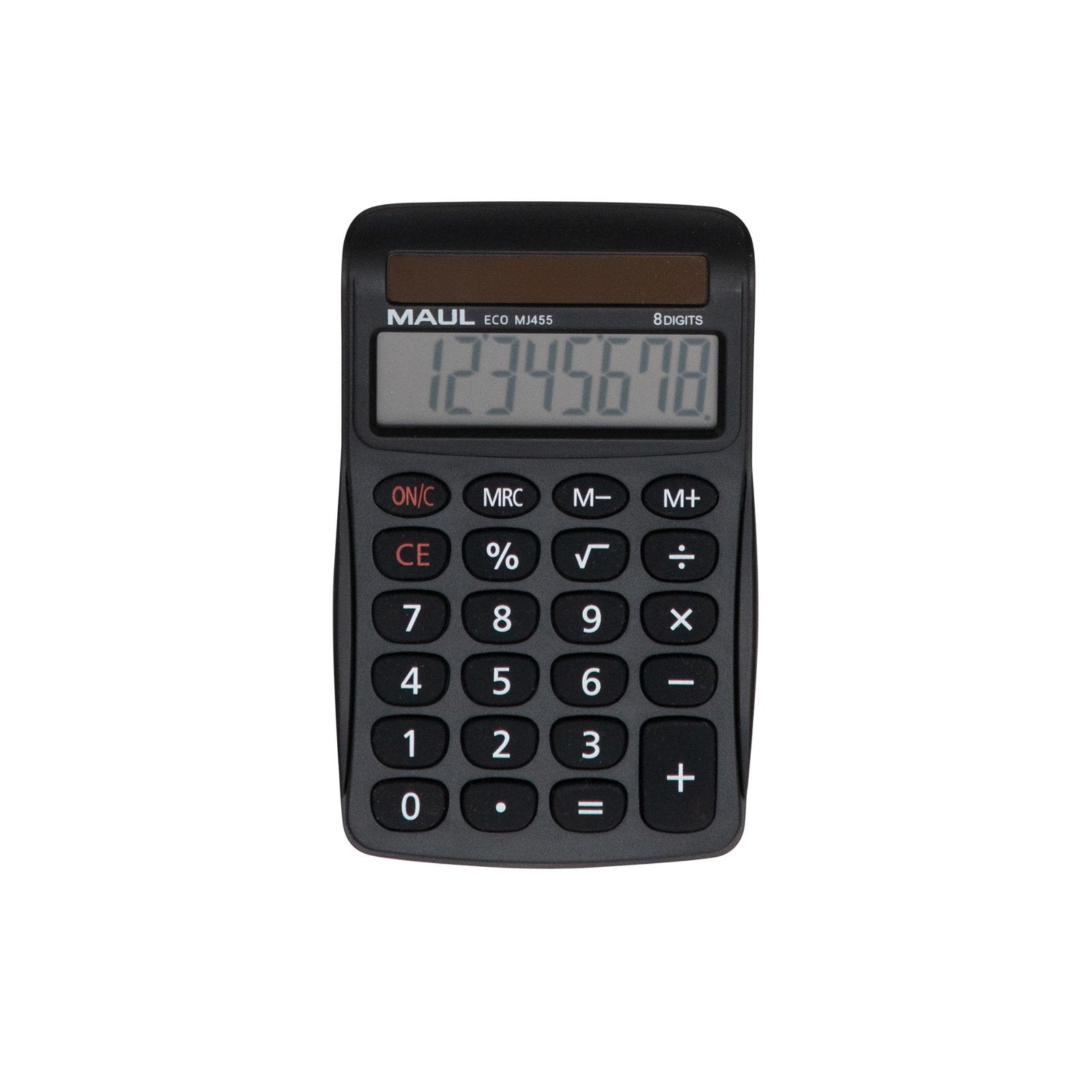 Maul Calculadora Eco Mj 455  Calculadora Basica Con Pantalla De 8 Dígitos  Calculadora Solar De 80% De Plástico Reciclado  Calculadora Pequeña 11,2 X 7,1 X 2 Cm  Negro