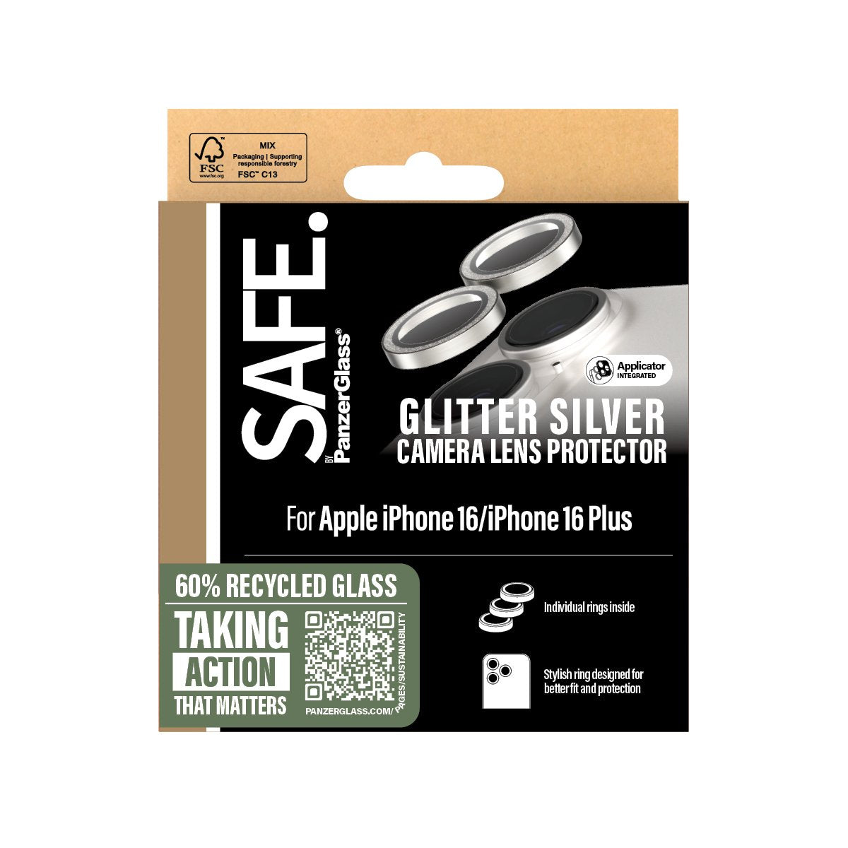 EAN 5715685003066 - PanzerGlass SAFE. by ® Camera Lens Protector Glitter Silver iPhone 16 | 16 Plus Protector de pantalla App imagen 3